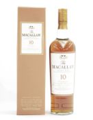 The Macallan 10 year old single malt highland scotch whisky, beautifully matured in selected