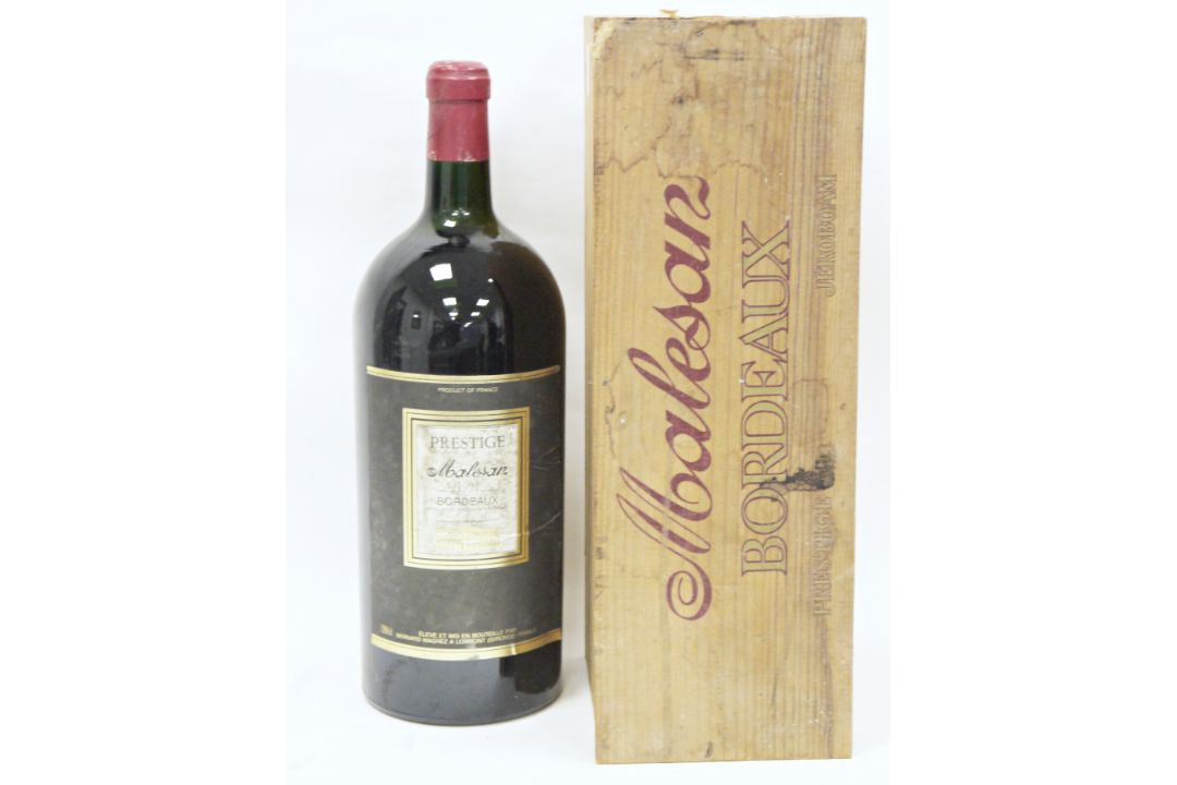 Prestige de Malesan Bordeaux 1991 Jeroboam, 12% vol, 5L, housed in original wooden crate - Image 1 of 2