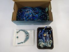 A quantity of turquoise bead necklaces to include glass, Venetian glass and others (1 box)