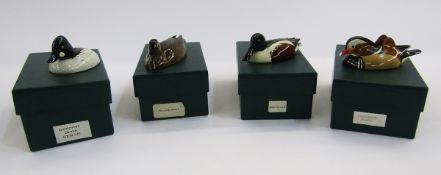 Val Bennett (1923-2013) four handpainted bronze model ducks, Shoveler, Mandarin, Mallard and