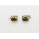 Pair of emerald-cut green tourmaline cufflinks in gold-coloured mounts with chain link (missing back - Image 2 of 2