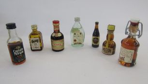 Quantity miniature alcohol bottles, to include Licor Mallorquin in green leaf painted bottle,