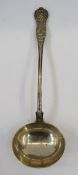 Victorian silver soup ladle, London 1860, The Portland Co, Queen's pattern, 34.5cm long, 9.81ozt