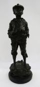 After Victor Szczeblewski bronze figure 'Whistling Cabin-Boy', the standing figure on naturalistic