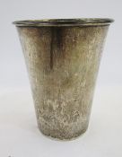 George V silver beaker, London 1933, William Comyns & Son Ltd, of plain tapering form with rolled