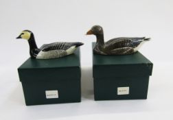 Val Bennett (1923-2013) two handpainted bronze model ducks, Greylag Goose, signed and dated Nov '74,
