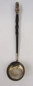 18th / 19th century combination toddy ladle and whistle, the white bowl engraved to the centre