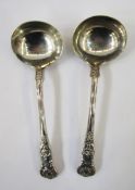 Pair of Victorian silver sauce ladles, London 1849, Joseph & Albert Savory, Queen's pattern, 18cm