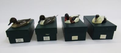 Val Bennett (1923-2013) four handpainted bronze model ducks, Eider, Shelduck, Pintail Drake and