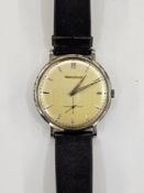 Mid century Jaeger-Le Coultre gentleman's steel cased wrist watch, with baton hour markers, serial