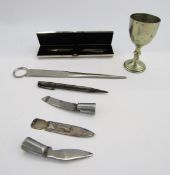 Silver propelling pencil with engine turned decoration, a silver Sheaffer propelling biro with