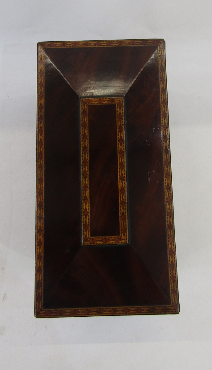 Regency inlaid mahogany tea caddy, sarcophagus shaped, with lozenge inlaid borders, gilt metal - Image 6 of 6