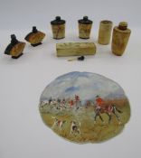 Chinese bone box of rectangular form with sliding cover, decorated with two seated figures, a pair