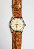 Vintage 9ct gold cased Tudor Aqua wristwatch, c.1958, the cream dial with raised gilt baton hour