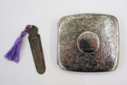 Edward VII silver cigarette case, Birmingham 1909 William Henry Sparrow, of curved form with foliate