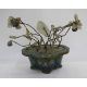 Chinese hardstone and wirework model water lily plant in cloisonne enamel quatrefoil jardiniere with - Image 2 of 2