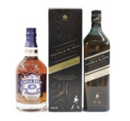 Chivas Regal 18 year old fine aged blended Scotch whisky, 70cl, 40% vol, and a Johnnie Walker double