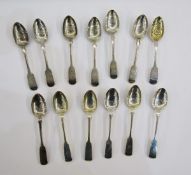 Set of six Victorian silver teaspoons, fiddle pattern, 1893, set of six Victorian silver