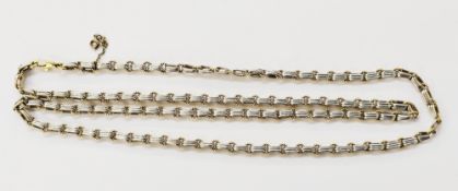 Italian bi-colour gold necklace formed of alternating yellow gold rope twist links and white gold