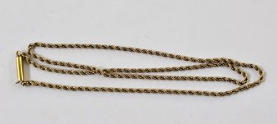 9ct gold rope-pattern chain necklace, 8g approx.  Condition Report Overall good condition. Length is