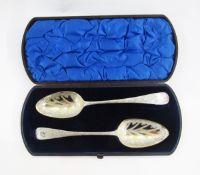Pair George III silver and parcel-gilt tablespoons, London 1794, maker William Sumner, each having