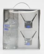 Absolut vodka gift set comprising a 700ml bottle of Absolut vodka 40% vol with two matching