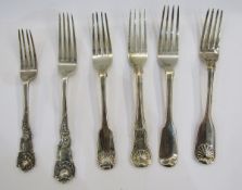 Victorian silver table fork by Gilbert Marx, London 1896, having elaborate scallopshell, thread