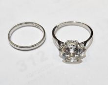 9ct white gold fine wedding band and 9ct white gold and cubic zirconium dress ring