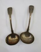 Pair George IV silver sauce ladles, London 1824, maker Thomas Wilkes Barker, fiddle pattern and