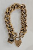 9ct gold chased curb link bracelet with padlock clasp, 30g approx., 200mm long approx x 15mm wide
