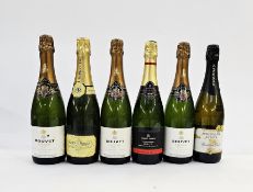 Three bottles of Bouvet Saumur Brut sparkling wine 12.5% vol 750ml, together with a McGuigan