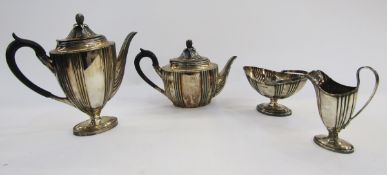 Early 20th century EPNS tea and coffee four piece service comprising tea pot, coffee pot, milk and