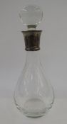 Carr's of Sheffield glass decanter and stopper with silver collar, Sheffield 2001, 31.5cm high