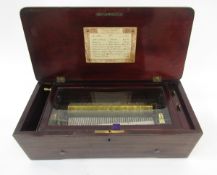Swiss lever wind musical cylinder box bearing a label for Nicole Freres Geneve and listing eight