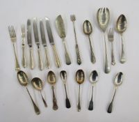 Collection of silver flatware dating from George III onwards, including a Victorian spoon & fork set