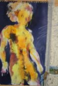 Mixed media. Paint, pencil and tissue. Signed 'Amanda Lebus'? Framed and glazed. H.57 W.47cm.