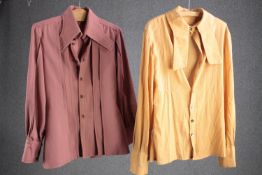 Two vintage bespoke made shirts with statement collars.