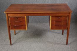 Pedestal desk, mid century Danish teak. H.73 W.120 D.59cm.