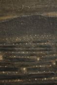 Robin Dall. Mixed media. Titled 'Welsh Town at Night'. Framed. H.43 W.43cm.