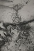 Karen Caldicott. Pencil on paper. Signed and titled 'Foetal Contemplation' on the back. Framed and