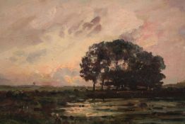 Oil painting on canvas. A landscape painting. Unsigned and unframed. H.35 W.50cm.