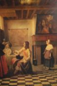Pieter de Hooch. Lithograph backed onto board. H.60 W.49cm.