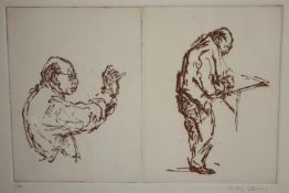 Milein Cosman (German. 1921-2017). Ivor Stravinsky conducting. Etching. Signed in pencil lower