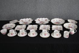 A six person floral tea set along with Dresden Hammersley floral design bone china pieces. Serving