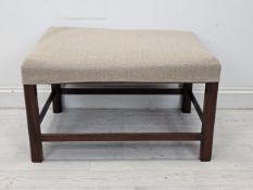 A 19th century mahogany framed footstool. H.42 W.73 W.52cm.