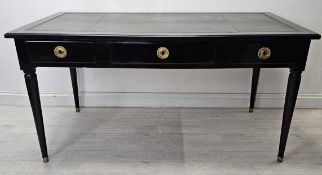 Writing table, late 19th century Empire style, later painted with tooled leather inset top. H.76 W.