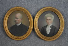 Heinrich Schmidt-Rom. Two oval portraits. Oil on board. Signed. Unexamined out of frame. With the