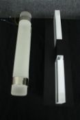 Two glass wall mounted lights. L.47cm. (largest)