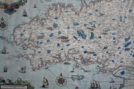 Cart de Bretagne. Map of Brittany. A hand coloured map dated 1642 but probably an early twentieth