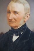 Oil painting on board. Portrait of an unknown sitter. Circa 1900. Possibly an over painted print. In